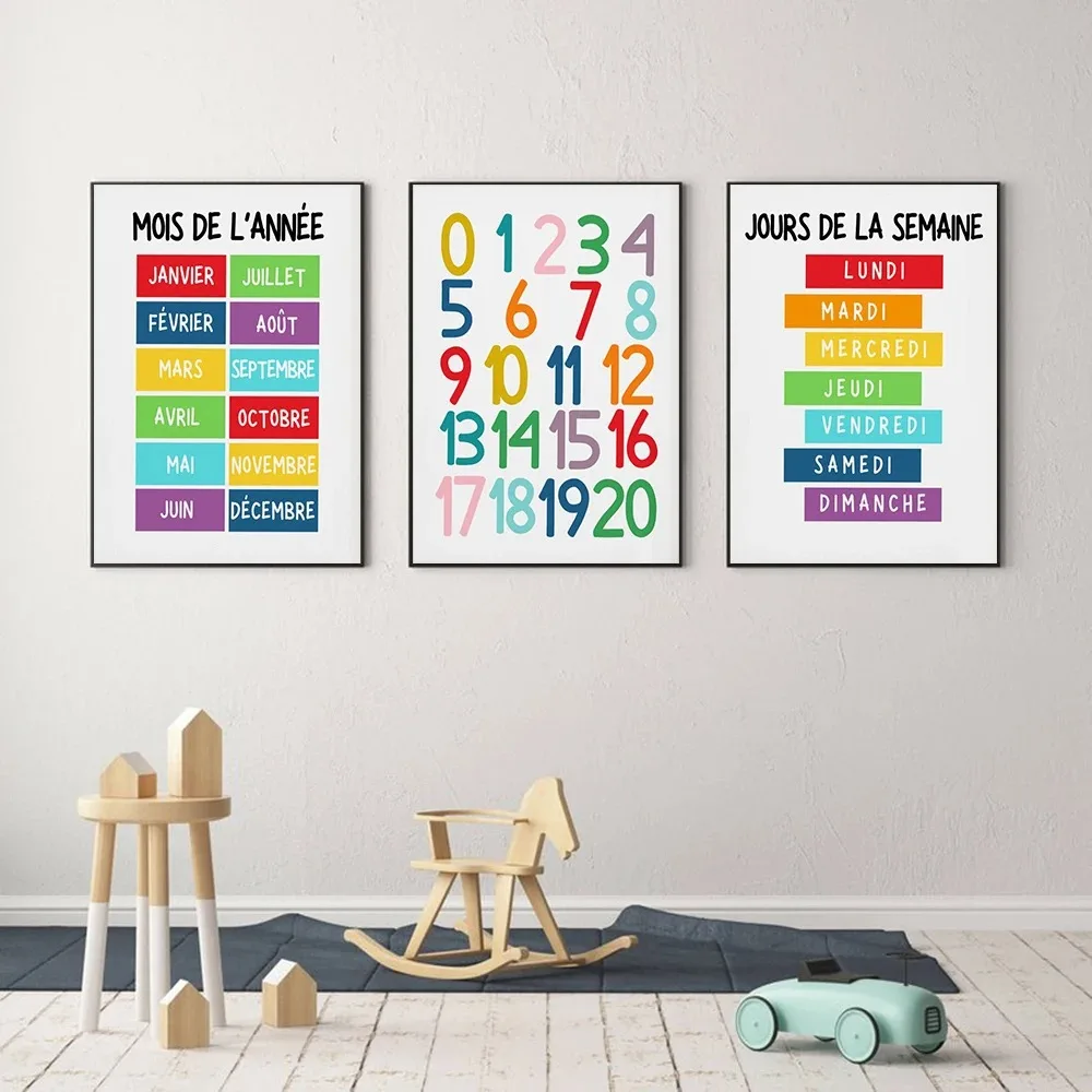 Kids No Education - 1PC Playroom Wall Alphabet Numbers French