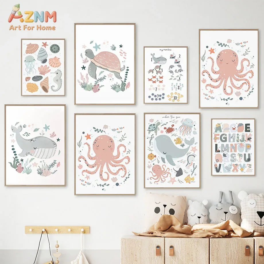 AZNM Nursery Sea Animal Canvas - Kids No Education recension och pris