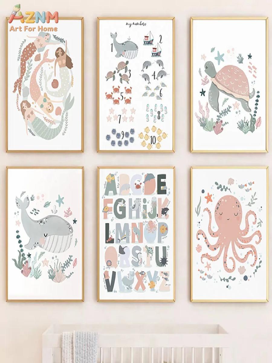 AZNM Nursery Sea Animal Canvas - Kids No Education recension och pris